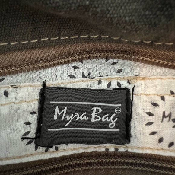 Myra Canvas Tote Bag with Brown, Cream and Gray Accents in excellent condition - Picture 2 of 8